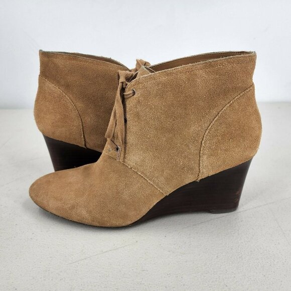 Lauren Ralph Lauren Women's Tamia Suede Wedge Ankle Bootie in Camel Size 11B - Picture 7 of 12